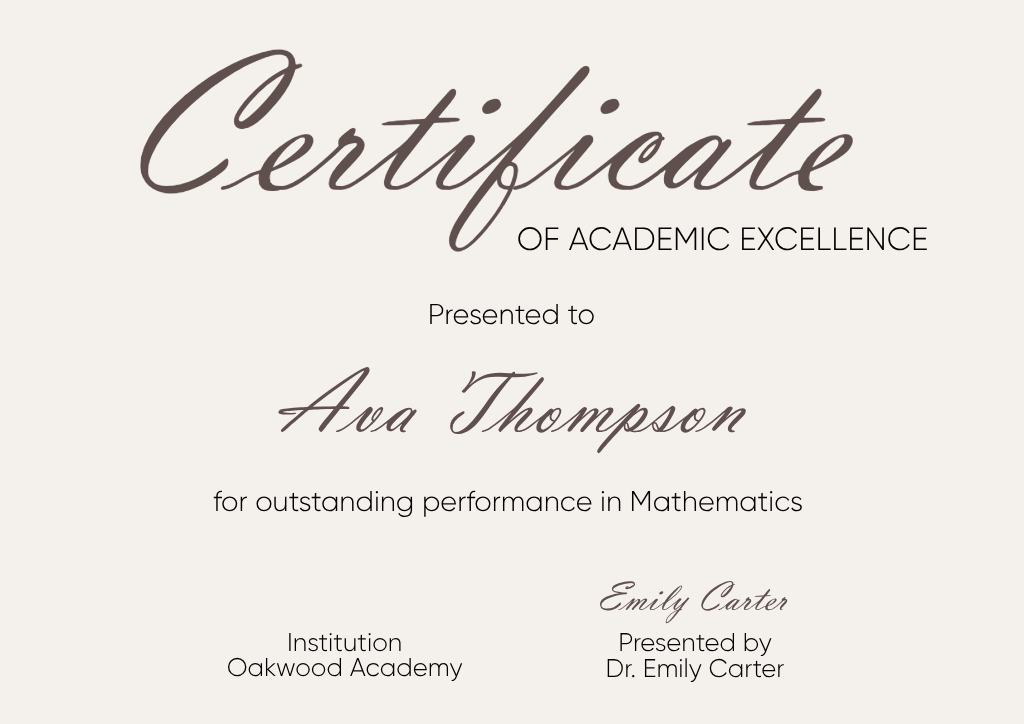 Elegant Brown General-Certificate for Academic Excellence