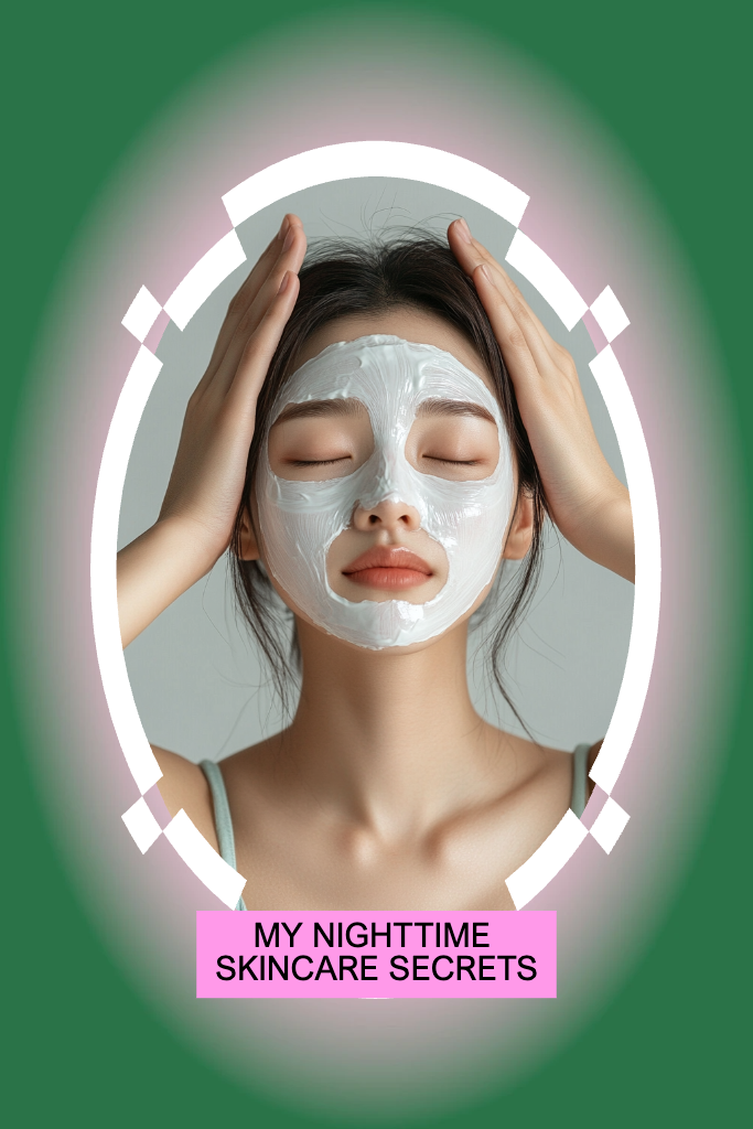 Green Pinterest Pin Highlighting Nighttime Skincare Secrets