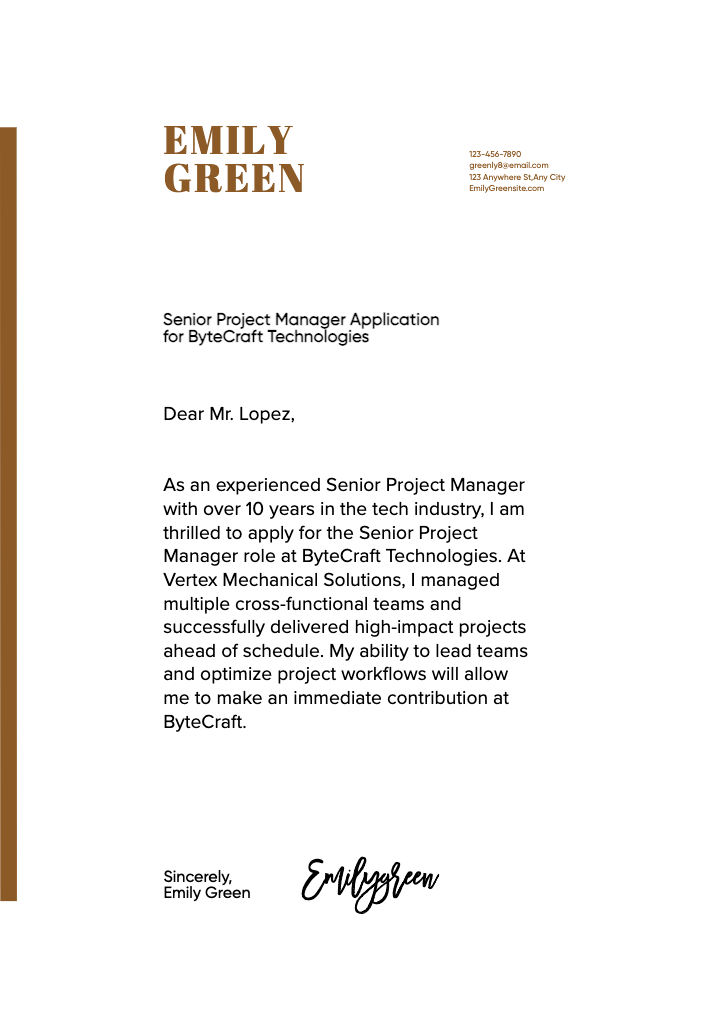 Elegant Brown Senior Project Manager Cover-Letter