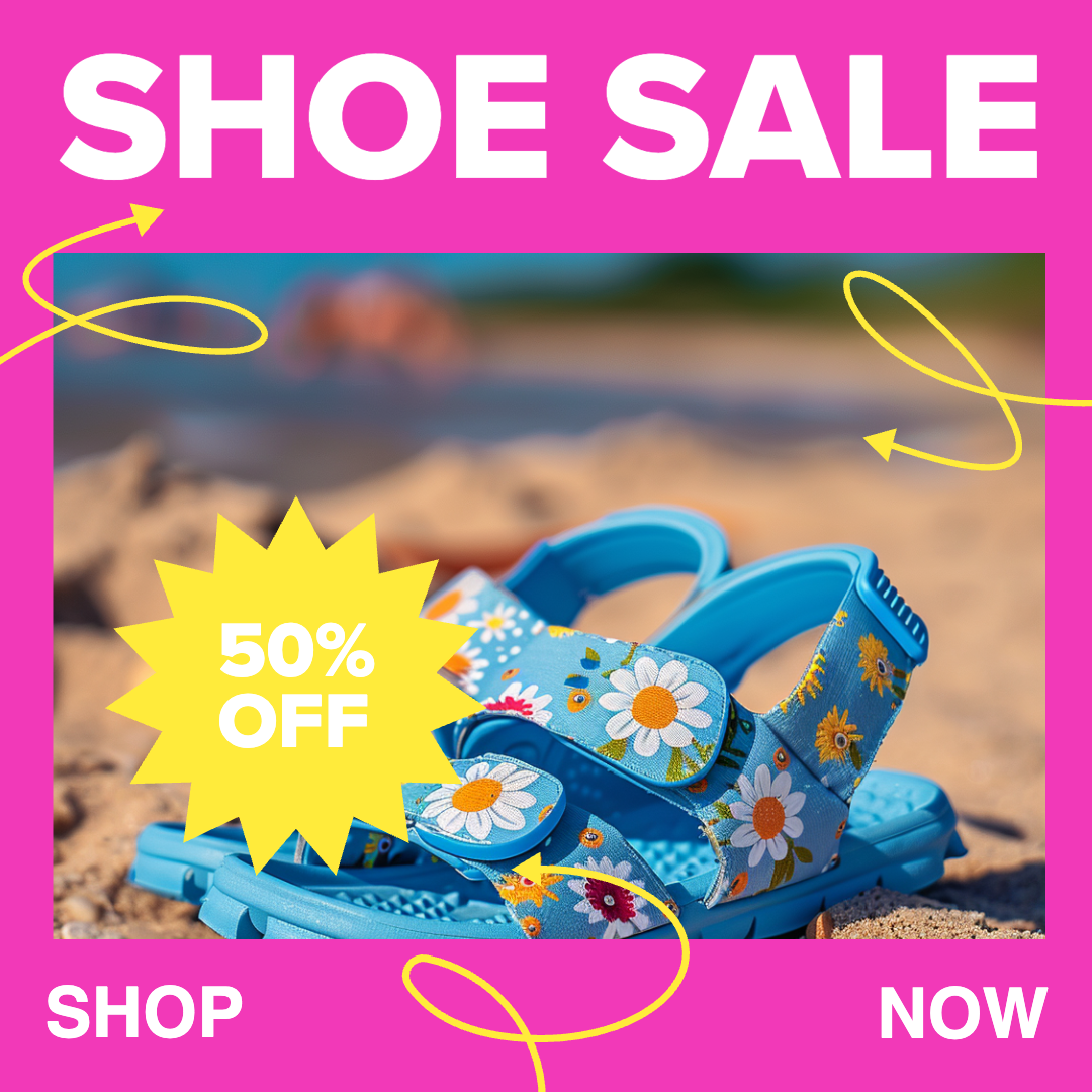 Vibrant Pink Instagram-Square Shoe Sale Post
